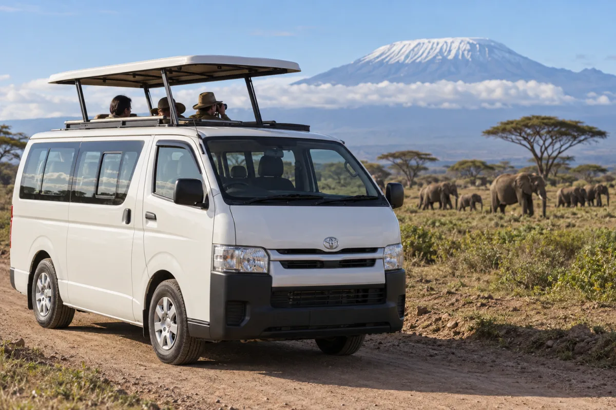Toyota Hiace Safari Van (Pop-top) available for hire in East Africa